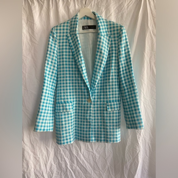 ZARA GINGHAM BLAZER bloggers favorite Size Small - Picture 4 of 15